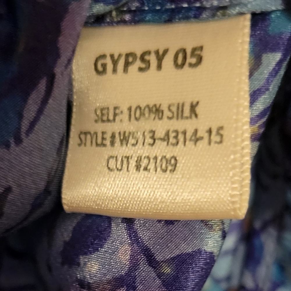 Gypsy 05 Floral Long Sleeve 100% Silk Blue Romper Size Small - Picture 3 of 16